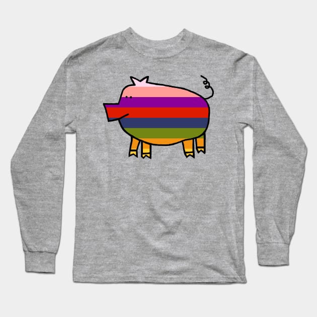 Cute Rainbow Pig Long Sleeve T-Shirt by ellenhenryart